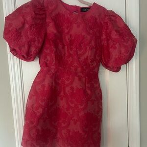 Pink puff sleeve mini dress